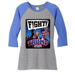 Fight! Donald Trump 2024 Supporters Political Product Women's Tri-Blend 3/4-Sleeve Raglan Shirt