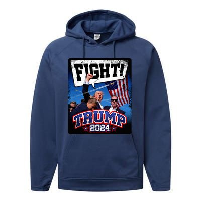 Fight! Donald Trump 2024 Supporters Political Product Performance Fleece Hoodie