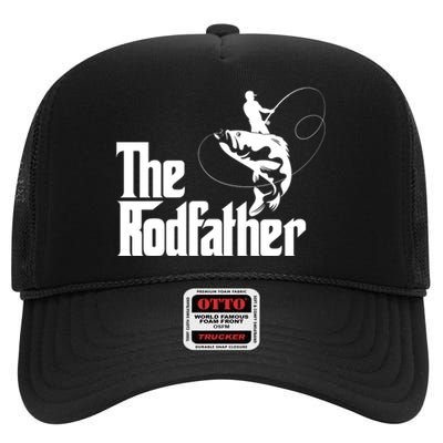 Father's Day The Rodfather Gift Fishing Dad High Crown Mesh Back Trucker Hat