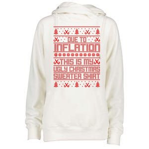 Funny Due To Inflation This Is My Ugly Christmas Sweater Womens Funnel Neck Pullover Hood