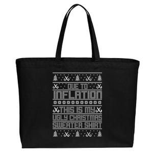 Funny Due To Inflation This Is My Ugly Christmas Sweater Cotton Canvas Jumbo Tote