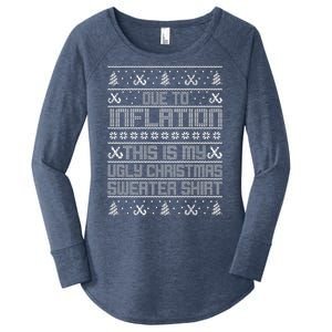 Funny Due To Inflation This Is My Ugly Christmas Sweater Women's Perfect Tri Tunic Long Sleeve Shirt