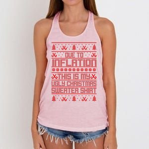 Funny Due To Inflation This Is My Ugly Christmas Sweater Women's Knotted Racerback Tank