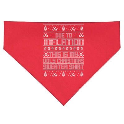 Funny Due To Inflation This Is My Ugly Christmas Sweater USA-Made Doggie Bandana