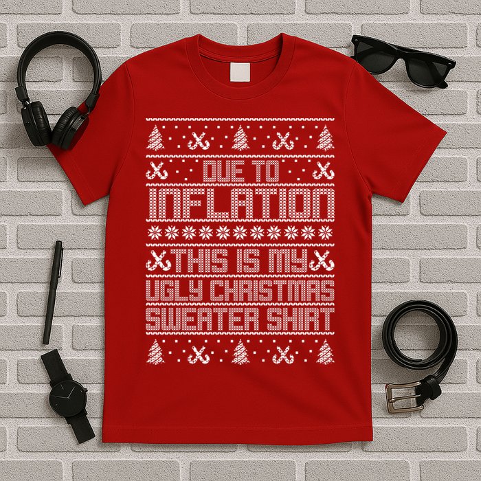 Funny Due To Inflation This Is My Ugly Christmas Sweater T-Shirt