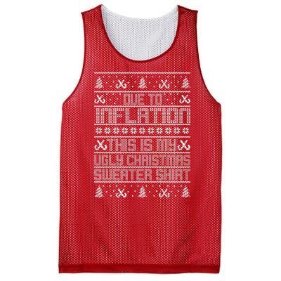 Funny Due To Inflation This Is My Ugly Christmas Sweater Mesh Reversible Basketball Jersey Tank