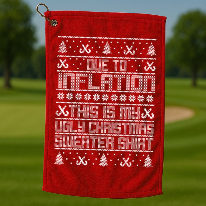 Funny Due To Inflation This Is My Ugly Christmas Sweater Golf Towel