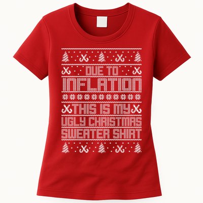 Funny Due To Inflation This Is My Ugly Christmas Sweater Womens T-Shirt