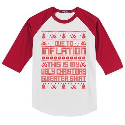 Funny Due To Inflation This Is My Ugly Christmas Sweater Kids Colorblock Raglan Jersey