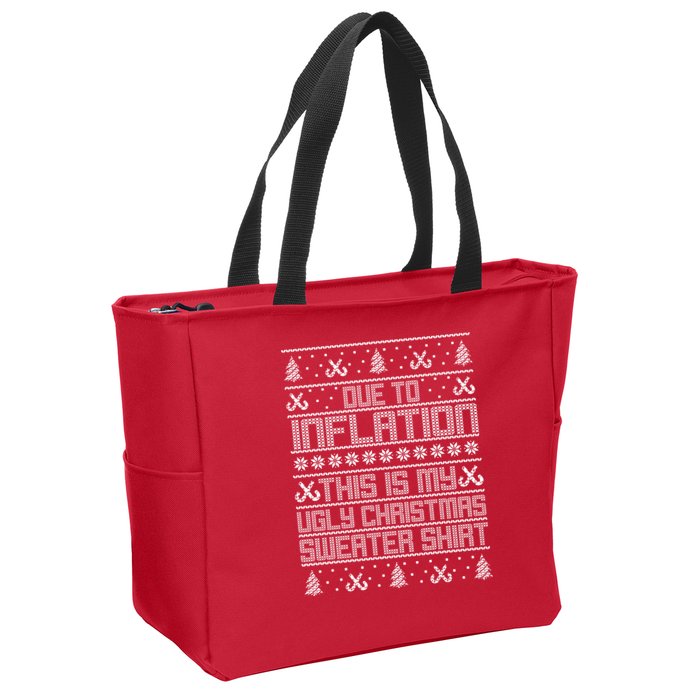 Funny Due To Inflation This Is My Ugly Christmas Sweater Zip Tote Bag