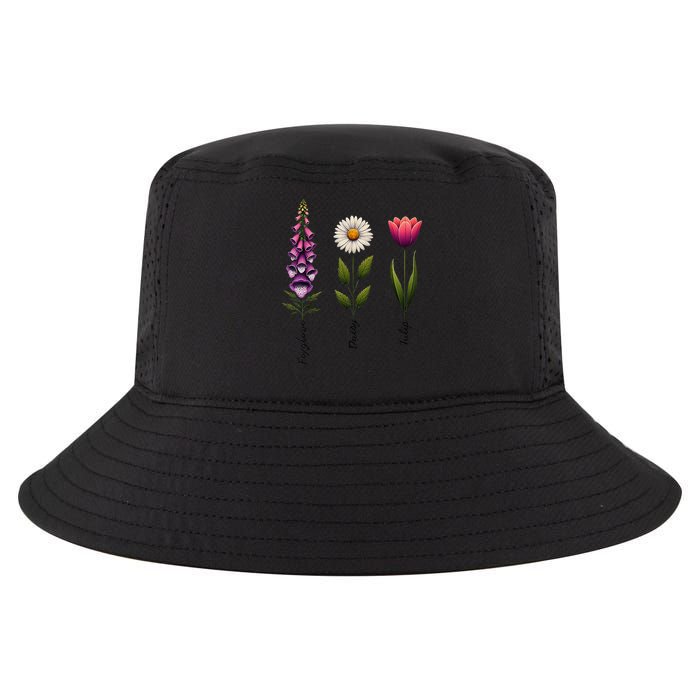 Foxglove Daisy Tulip Floral Cool Comfort Performance Bucket Hat