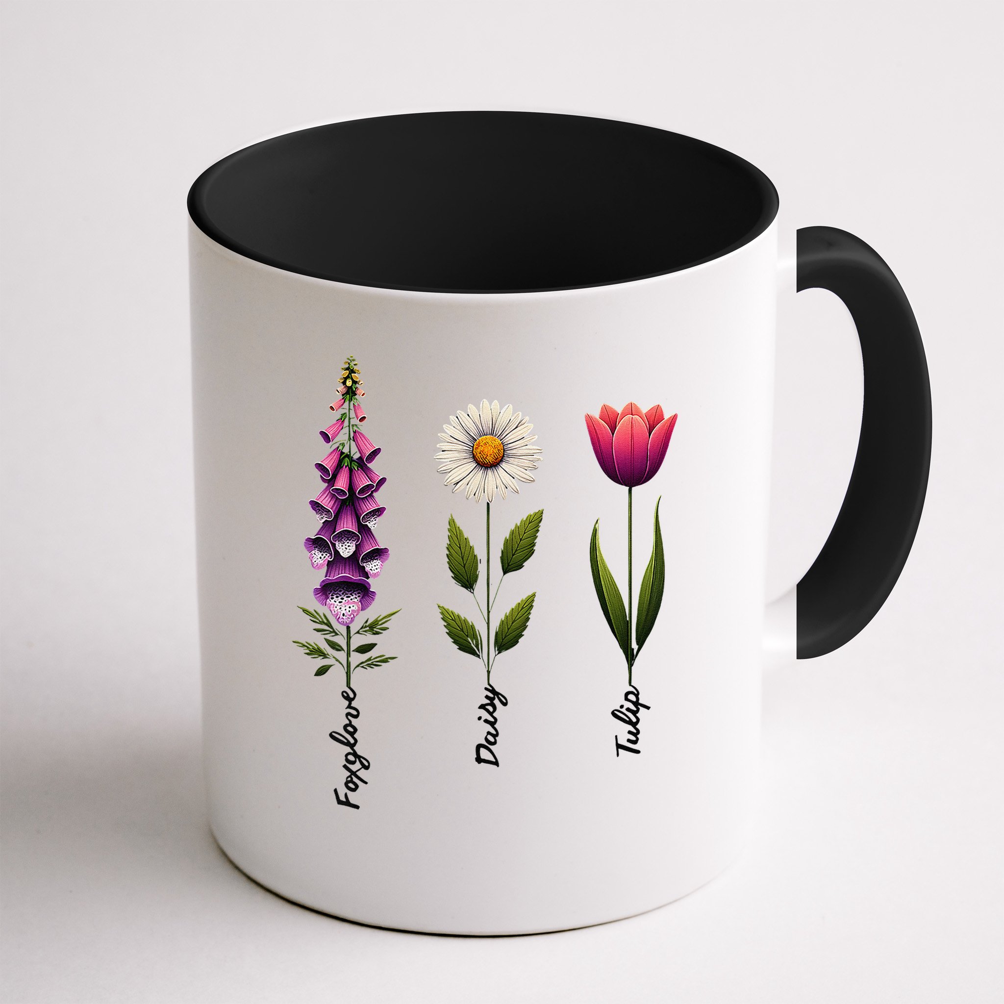 Foxglove Daisy Tulip Floral Mug