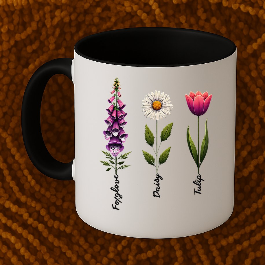 Foxglove Daisy Tulip Floral Mug