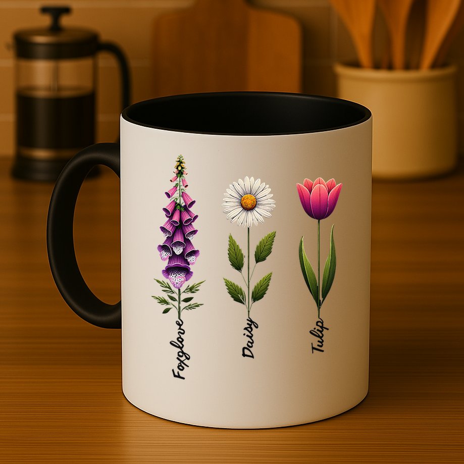 Foxglove Daisy Tulip Floral Mug
