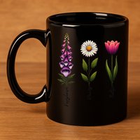 Foxglove Daisy Tulip Floral 11oz C Handle Ceramic Mug