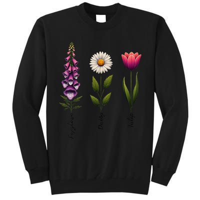 Foxglove Daisy Tulip Floral Tall Sweatshirt