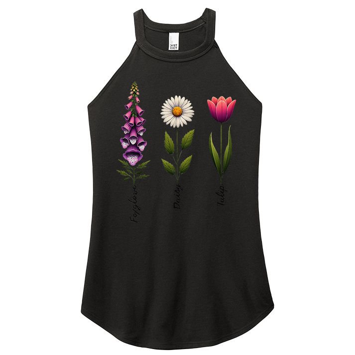 Foxglove Daisy Tulip Floral Women's Perfect Tri Rocker Tank