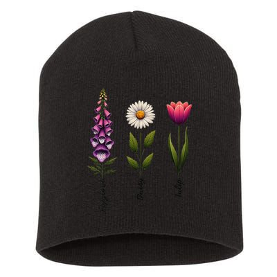 Foxglove Daisy Tulip Floral Short Acrylic Beanie