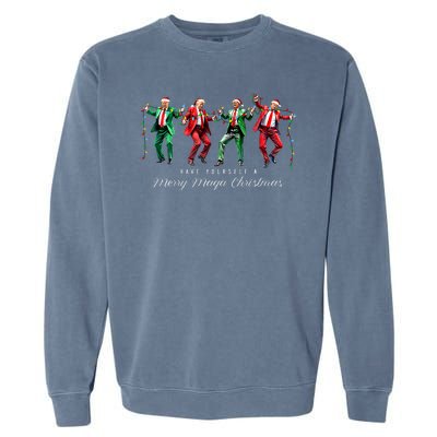 Funny Dancing Trump Merry Maga Christmas President 2024 Garment-Dyed Sweatshirt