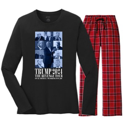 Funny Donald Trump The Revenge 2024 Ultra Maga Women's Long Sleeve Flannel Pajama Set 