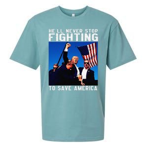 Funny Donald Trump HeLl Never Stop Fighting To Save America Sueded Cloud Jersey T-Shirt