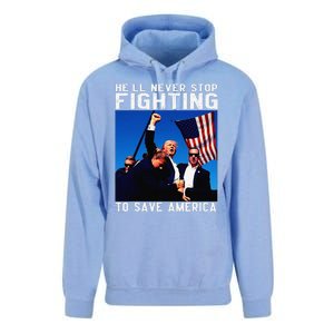 Funny Donald Trump HeLl Never Stop Fighting To Save America Unisex Surf Hoodie