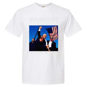 Funny Donald Trump HeLl Never Stop Fighting To Save America Garment-Dyed Heavyweight T-Shirt