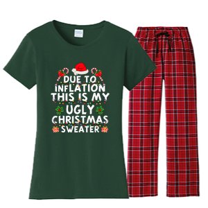 Funny Due To Inflation This Is My Ugly Sweater For Christmas Women's Flannel Pajama Set