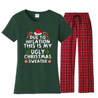 Funny Due To Inflation This Is My Ugly Sweater For Christmas Women's Flannel Pajama Set