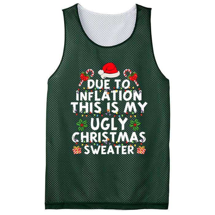 Funny Due To Inflation This Is My Ugly Sweater For Christmas Mesh Reversible Basketball Jersey Tank