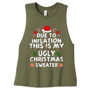 Funny Due To Inflation This Is My Ugly Sweater For Christmas Women's Racerback Cropped Tank