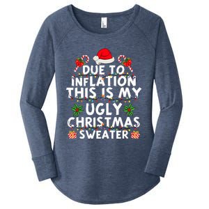 Funny Due To Inflation This Is My Ugly Sweater For Christmas Women's Perfect Tri Tunic Long Sleeve Shirt