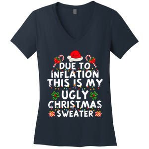 Funny Due To Inflation This Is My Ugly Sweater For Christmas Women's V-Neck T-Shirt