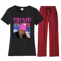 Funny Donald Trump Miss Me Yet Vintage 90s Trump Pink Women's Flannel Pajama Set