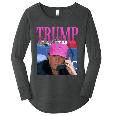 Funny Donald Trump Miss Me Yet Vintage 90s Trump Pink Women's Perfect Tri Tunic Long Sleeve Shirt