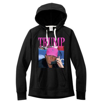 Funny Donald Trump Miss Me Yet Vintage 90s Trump Pink Women's Fleece Hoodie