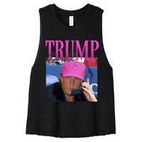 Funny Donald Trump Miss Me Yet Vintage 90s Trump Pink Women's Racerback Cropped Tank