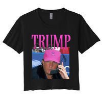 Funny Donald Trump Miss Me Yet Vintage 90s Trump Pink Women's Crop Top Tee