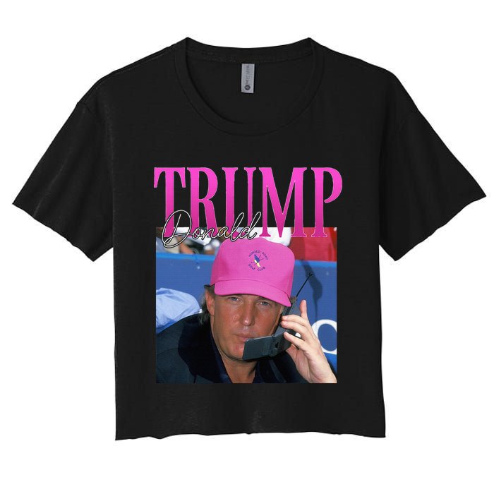 Funny Donald Trump Miss Me Yet Vintage 90s Trump Pink Women's Crop Top Tee