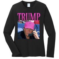 Funny Donald Trump Miss Me Yet Vintage 90s Trump Pink Ladies Long Sleeve Shirt