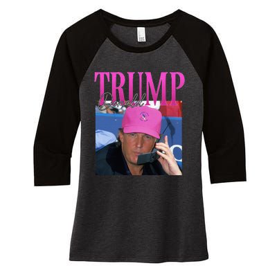 Funny Donald Trump Miss Me Yet Vintage 90s Trump Pink Women's Tri-Blend 3/4-Sleeve Raglan Shirt