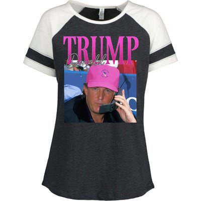 Funny Donald Trump Miss Me Yet Vintage 90s Trump Pink Enza Ladies Jersey Colorblock Tee