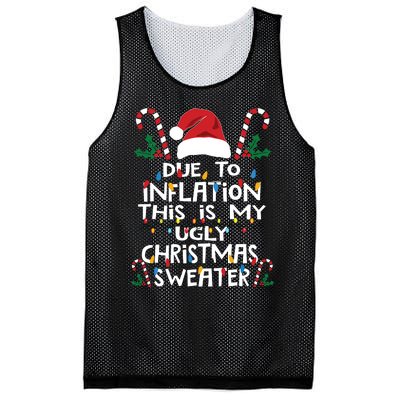 Funny Due To Inflation Ugly Christmas Sweaters Mesh Reversible Basketball Jersey Tank