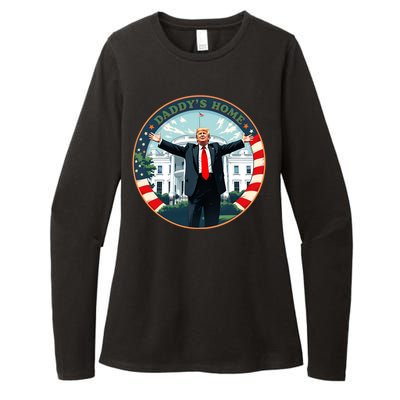 Funny Donald Trump White House 2024 President 47 Daddys Home Womens CVC Long Sleeve Shirt