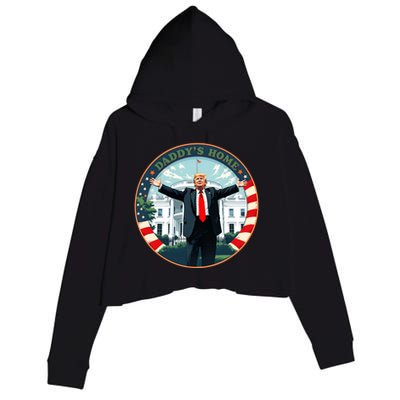 Funny Donald Trump White House 2024 President 47 Daddys Home Crop Fleece Hoodie