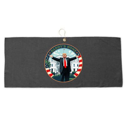 Funny Donald Trump White House 2024 President 47 Daddys Home Large Microfiber Waffle Golf Towel