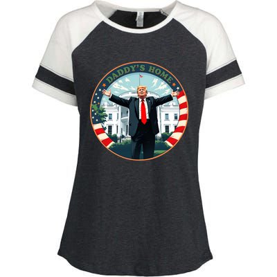 Funny Donald Trump White House 2024 President 47 Daddys Home Enza Ladies Jersey Colorblock Tee