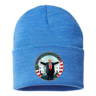 Funny Donald Trump White House 2024 President 47 Daddys Home Sustainable Knit Beanie