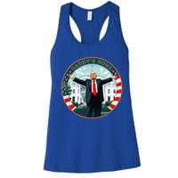 Funny Donald Trump White House 2024 President 47 Daddys Home Women's Racerback Tank