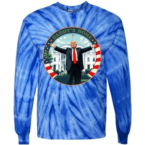 Funny Donald Trump White House 2024 President 47 Daddys Home Tie-Dye Long Sleeve Shirt